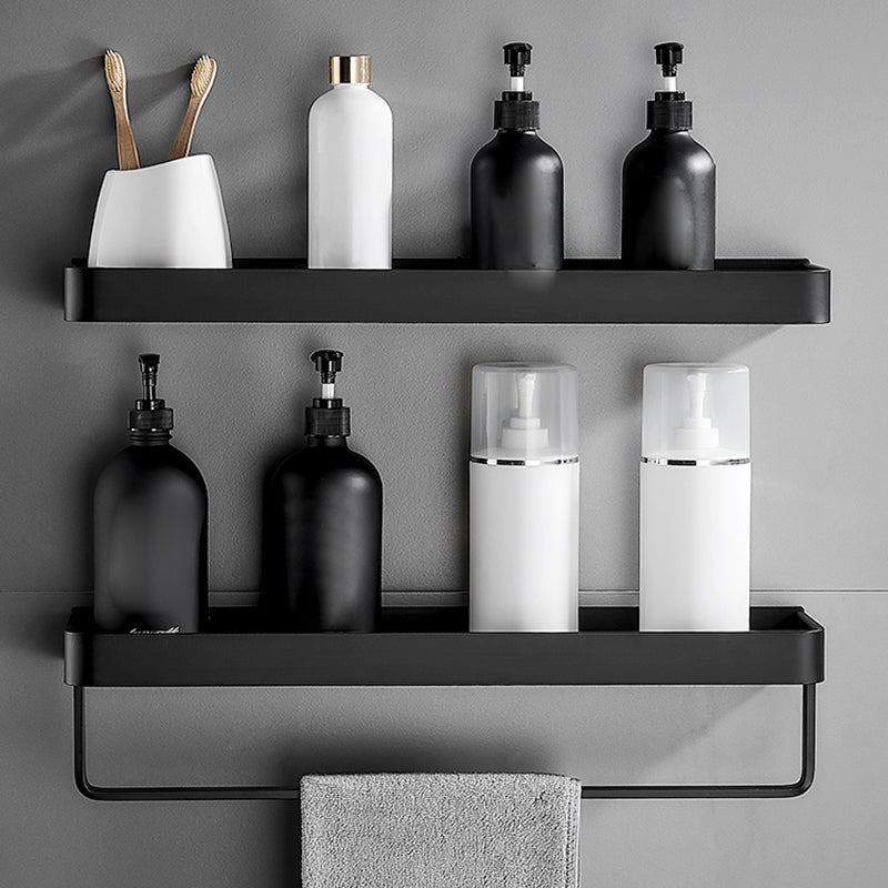Lisslune | Matt Black Bathroom Set Modern 1/2 - Piece Stainless Steel Bathroom Shelf