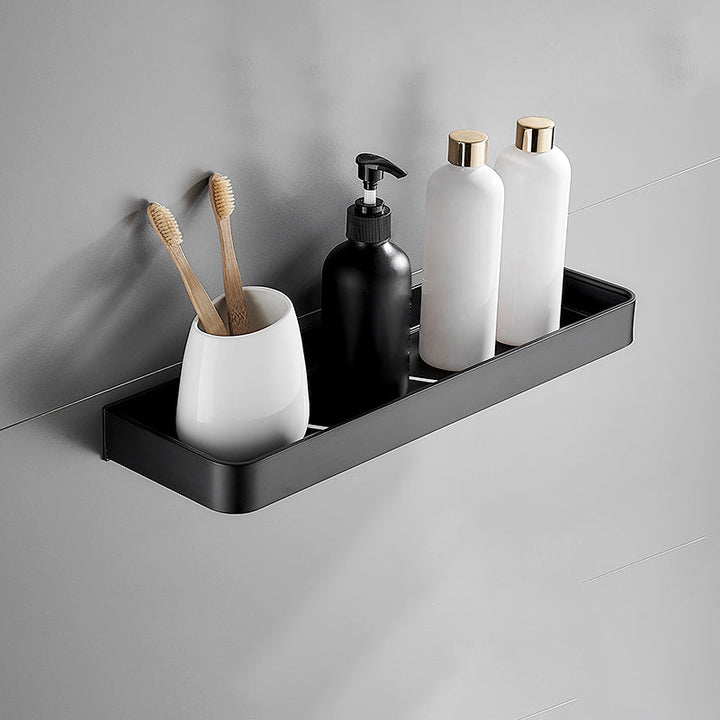 Lisslune | Matt Black Bathroom Set Modern 1/2 - Piece Stainless Steel Bathroom Shelf