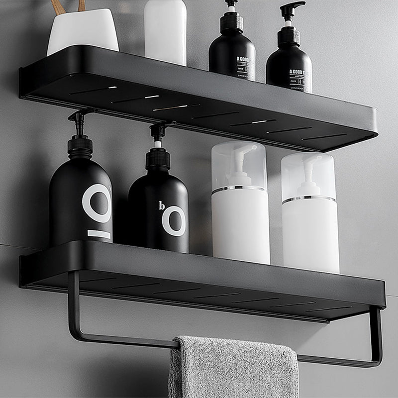 Lisslune | Matt Black Bathroom Set Modern 1/2 - Piece Stainless Steel Bathroom Shelf