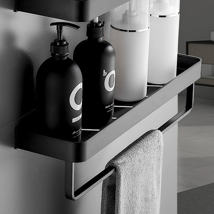 Lisslune | Matt Black Bathroom Set Modern 1/2 - Piece Stainless Steel Bathroom Shelf