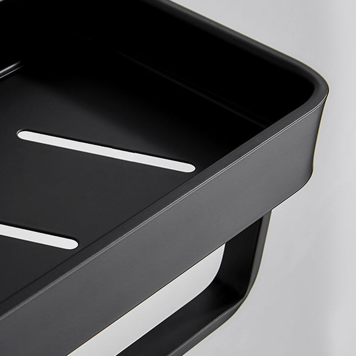 Lisslune | Matt Black Bathroom Set Modern 1/2 - Piece Stainless Steel Bathroom Shelf