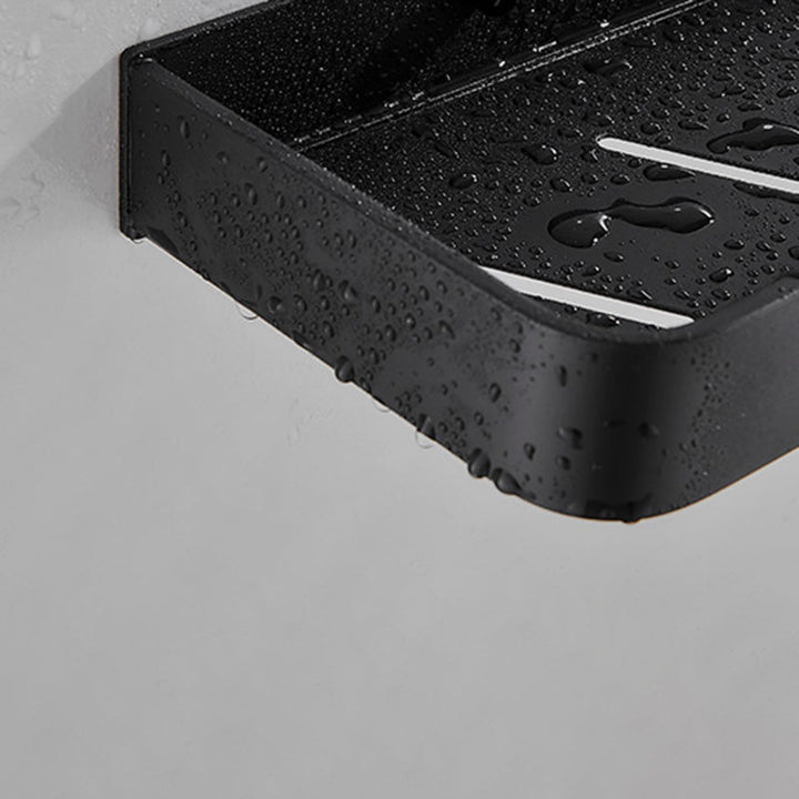 Lisslune | Matt Black Bathroom Set Modern 1/2 - Piece Stainless Steel Bathroom Shelf