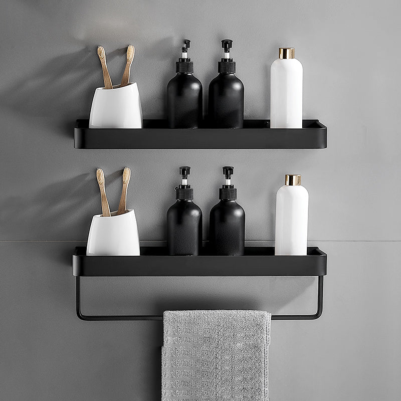 Lisslune | Matt Black Bathroom Set Modern 1/2 - Piece Stainless Steel Bathroom Shelf