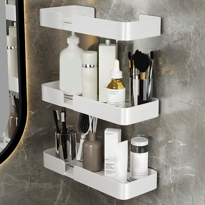 Lisslune | White Bathroom Set Modern 1/2/3 - Pieces Stainless Steel Bathroom Shelf