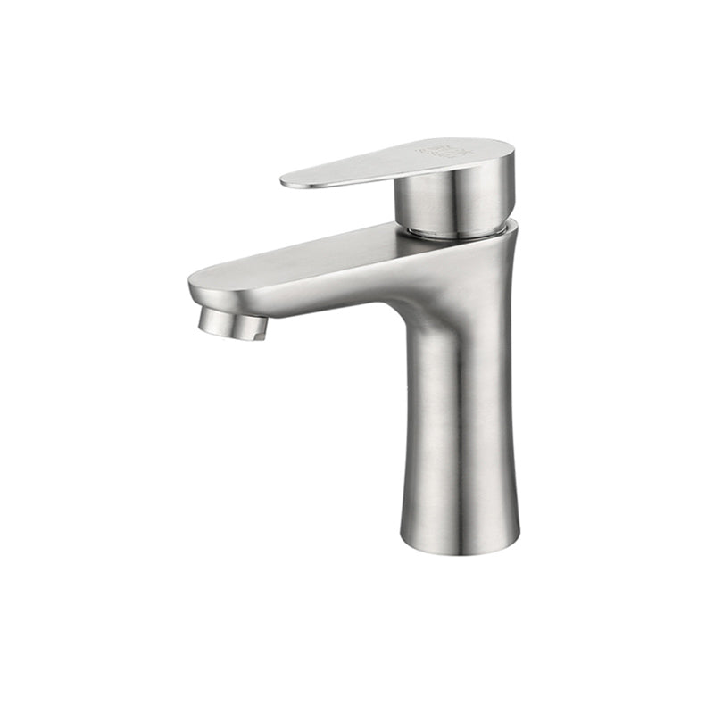 Lisslune | Round Vessel Faucet Lever Handle Stainless Steel Bathroom Faucet with Water Hose