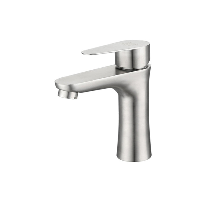 Lisslune | Round Vessel Faucet Lever Handle Stainless Steel Bathroom Faucet with Water Hose