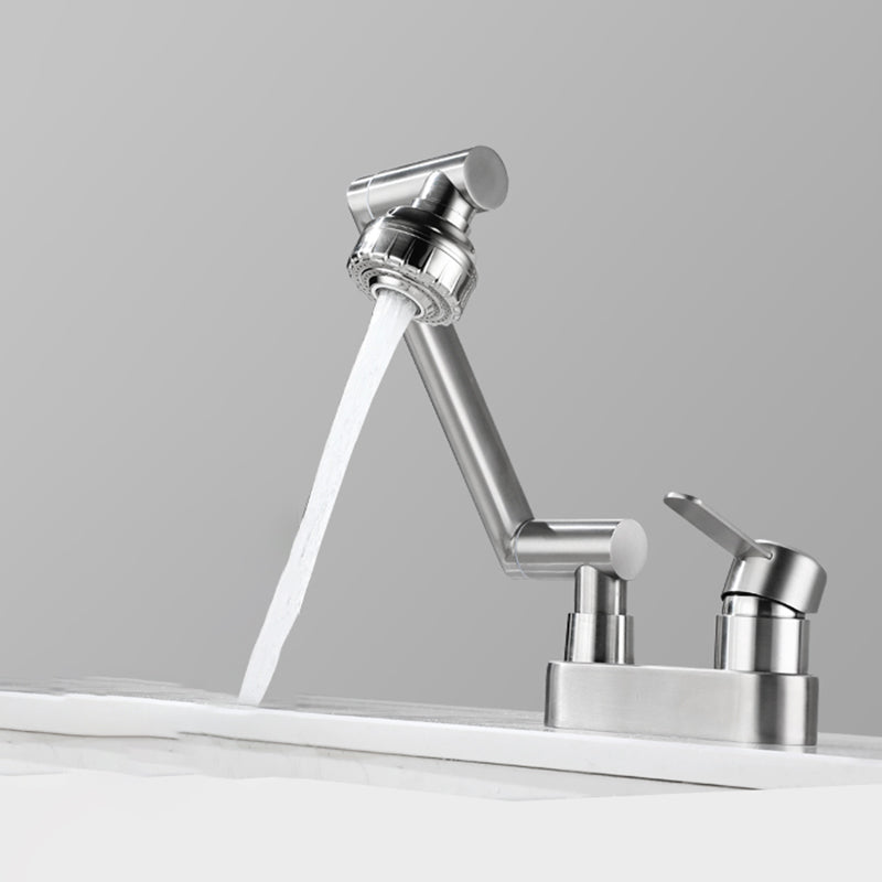 Lisslune | 2 holes sink faucet swivel stainless steel single handle central mount faucet