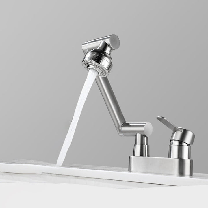 Lisslune | 2 holes sink faucet swivel stainless steel single handle central mount faucet