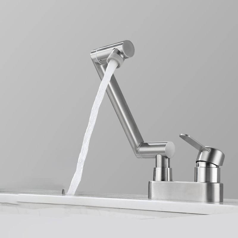 Lisslune | 2 holes sink faucet swivel stainless steel single handle central mount faucet