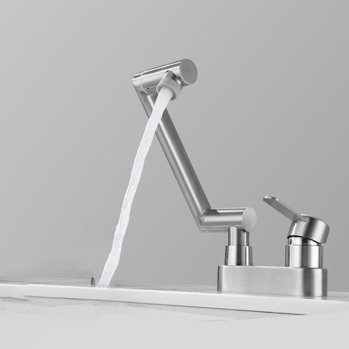 Lisslune | 2 holes sink faucet swivel stainless steel single handle central mount faucet