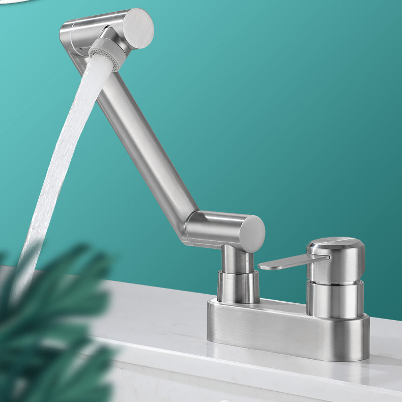 Lisslune | 2 holes sink faucet swivel stainless steel single handle central mount faucet
