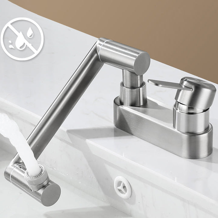 Lisslune | 2 holes sink faucet swivel stainless steel single handle central mount faucet