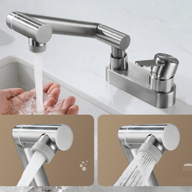 Lisslune | 2 holes sink faucet swivel stainless steel single handle central mount faucet