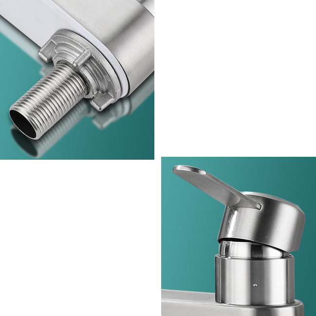 Lisslune | 2 holes sink faucet swivel stainless steel single handle central mount faucet