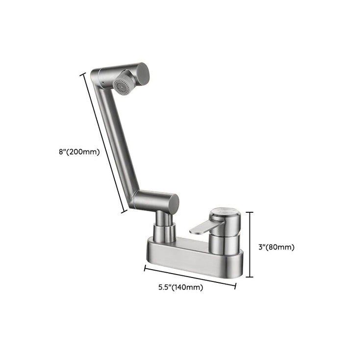 Lisslune | 2 holes sink faucet swivel stainless steel single handle central mount faucet