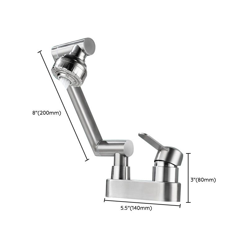 Lisslune | 2 holes sink faucet swivel stainless steel single handle central mount faucet