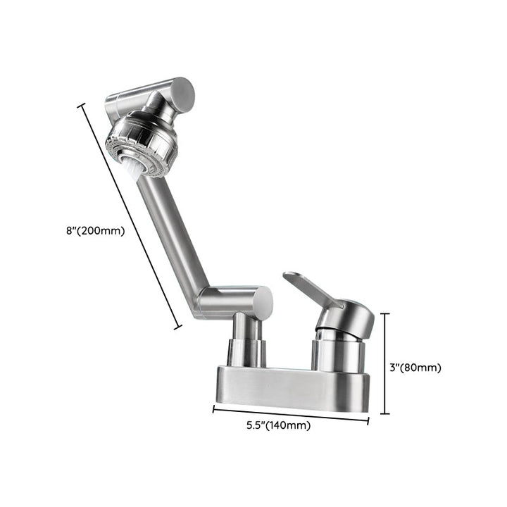 Lisslune | 2 holes sink faucet swivel stainless steel single handle central mount faucet