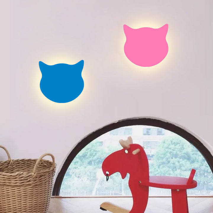 Skørter | Animal Cat Head Wall Lamp Wood LED Wall Lamp Light in Candy Colors for Children's Room