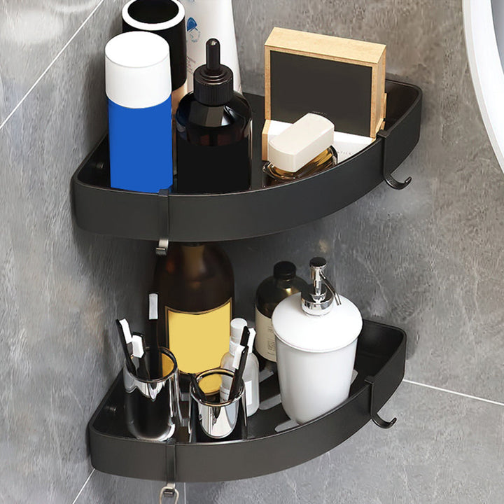 Lisslune | Black/Silver Bath Set Modern 1/2/3-Piece Anti-Rust Bath Rack