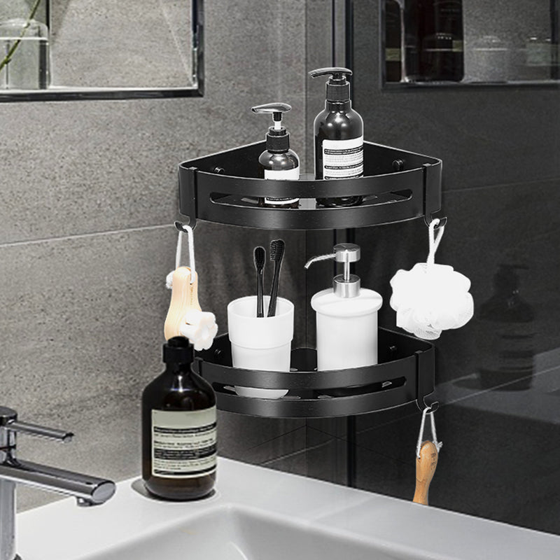 Lisslune | Black/Silver Bath Set Modern 1/2/3-Piece Anti-Rust Bath Rack
