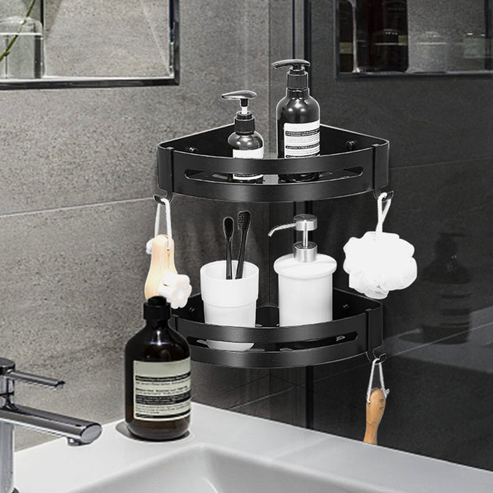 Lisslune | Black/Silver Bath Set Modern 1/2/3-Piece Anti-Rust Bath Rack