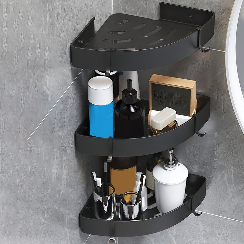 Lisslune | Black/Silver Bath Set Modern 1/2/3-Piece Anti-Rust Bath Rack