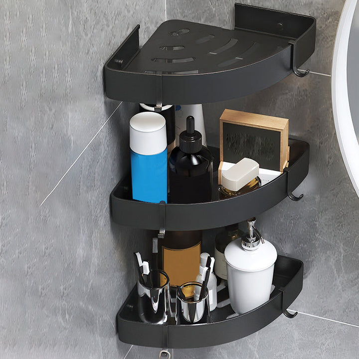 Lisslune | Black/Silver Bath Set Modern 1/2/3-Piece Anti-Rust Bath Rack