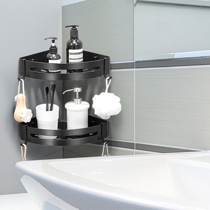 Lisslune | Black/Silver Bath Set Modern 1/2/3-Piece Anti-Rust Bath Rack