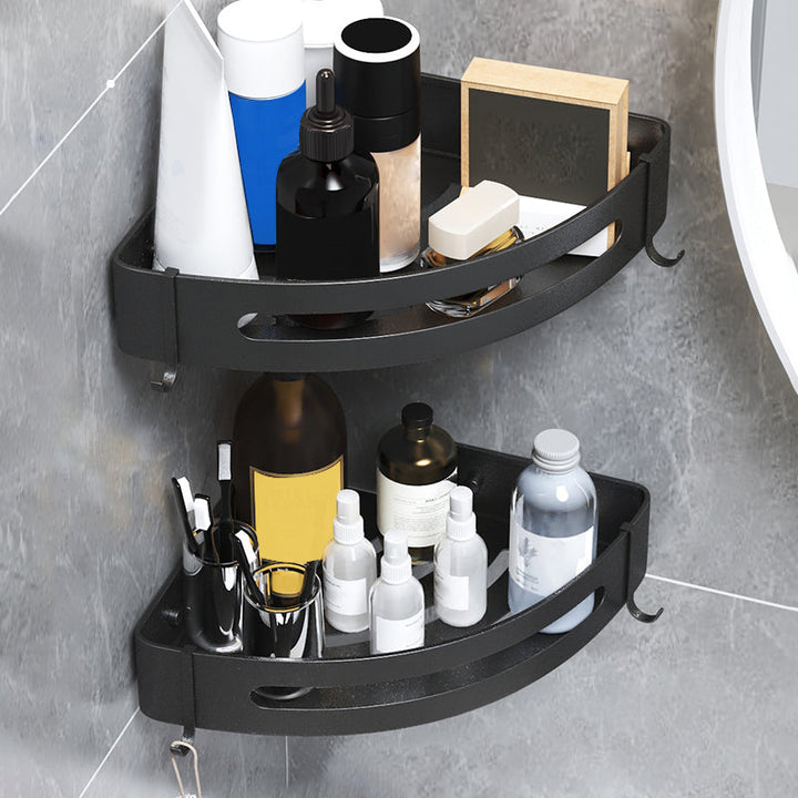 Lisslune | Black/Silver Bath Set Modern 1/2/3-Piece Anti-Rust Bath Rack