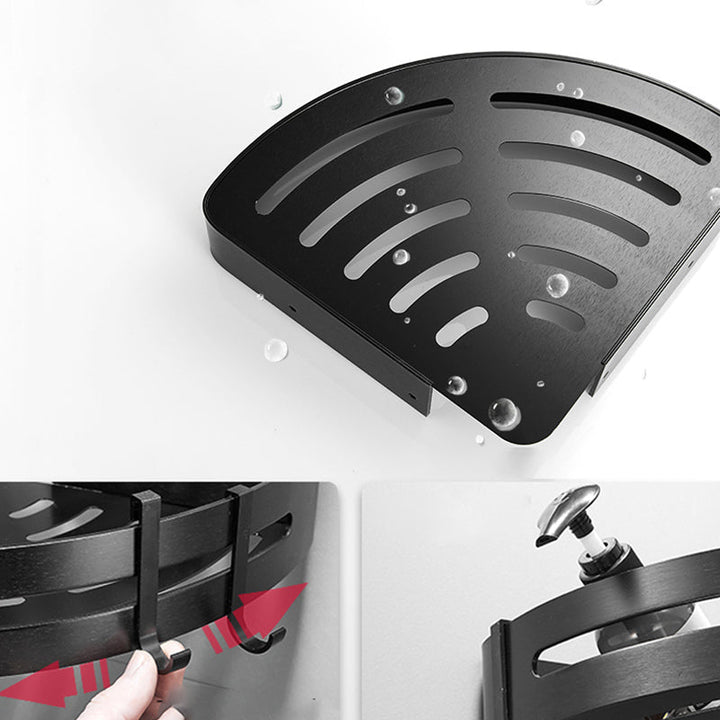 Lisslune | Black/Silver Bath Set Modern 1/2/3-Piece Anti-Rust Bath Rack