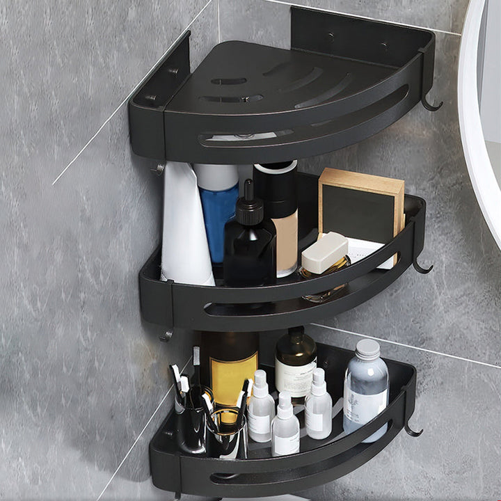 Lisslune | Black/Silver Bath Set Modern 1/2/3-Piece Anti-Rust Bath Rack