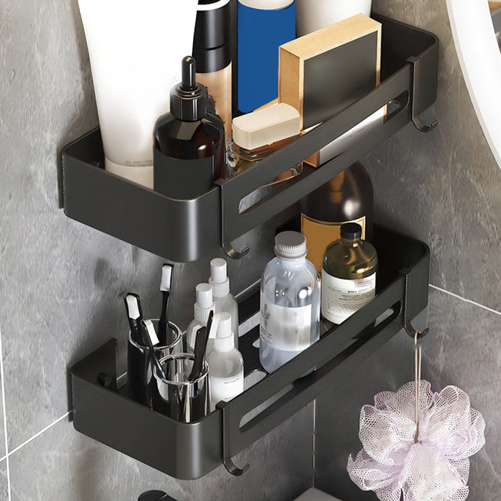 Lisslune | Black/Silver Bath Set Modern 1/2/3-Piece Anti-Rust Bath Rack