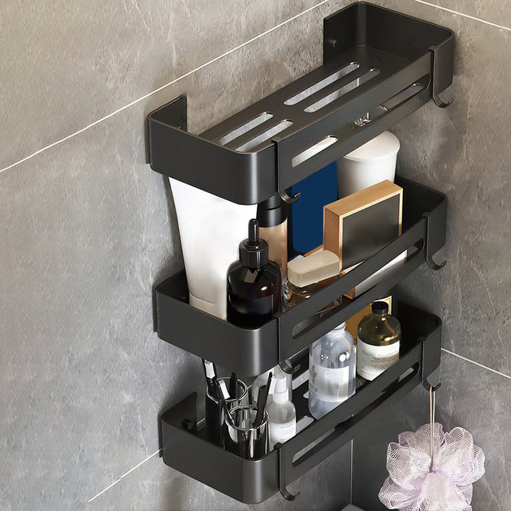 Lisslune | Black/Silver Bath Set Modern 1/2/3-Piece Anti-Rust Bath Rack