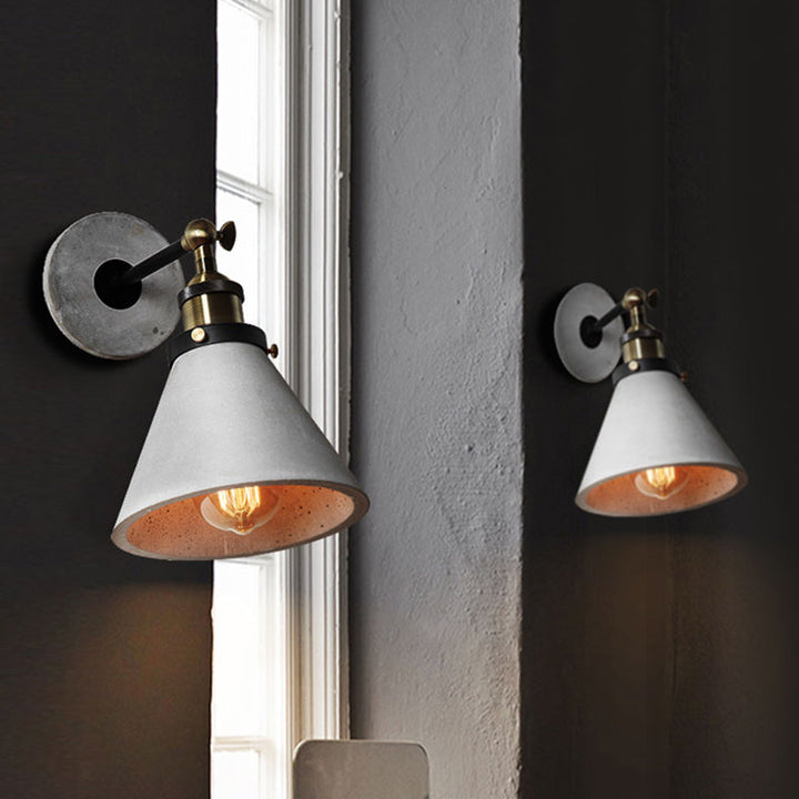 Skørter | Gray Cone/Bowl/Dome Wall Light Sconces Vintage Cement 1 Light Kitchen Rotatable Wall Mounted Lamp