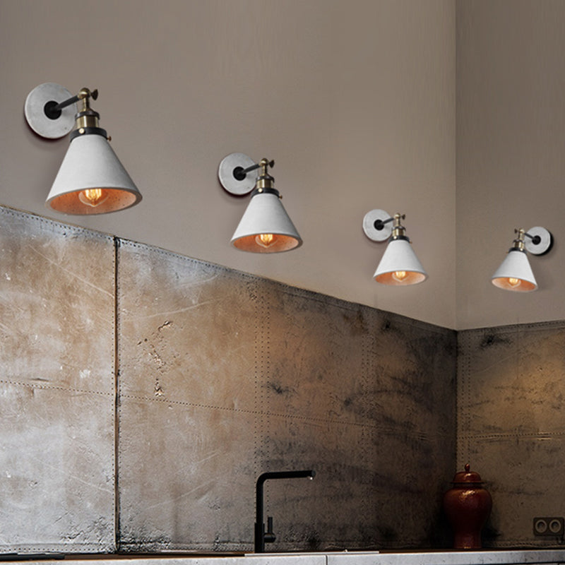 Skørter | Gray Cone/Bowl/Dome Wall Light Sconces Vintage Cement 1 Light Kitchen Rotatable Wall Mounted Lamp