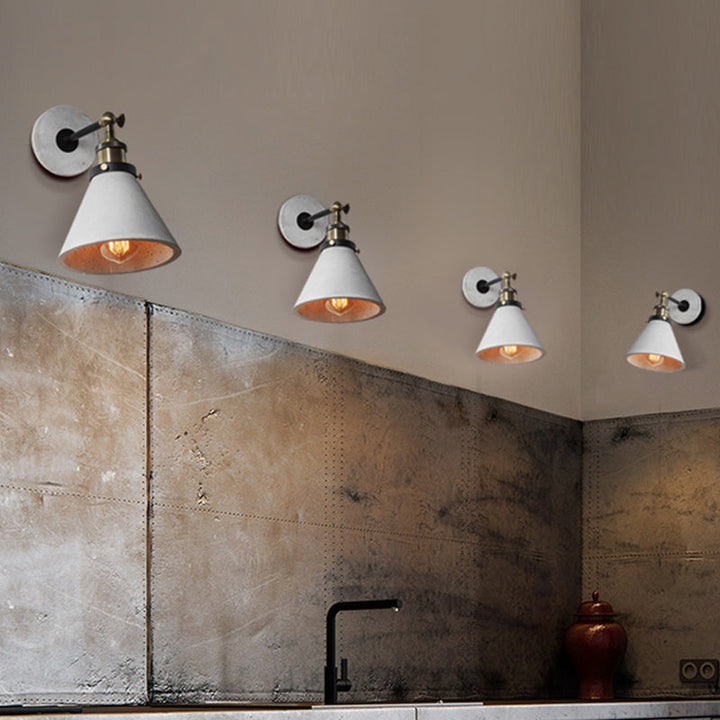 Skørter | Gray Cone/Bowl/Dome Wall Light Sconces Vintage Cement 1 Light Kitchen Rotatable Wall Mounted Lamp