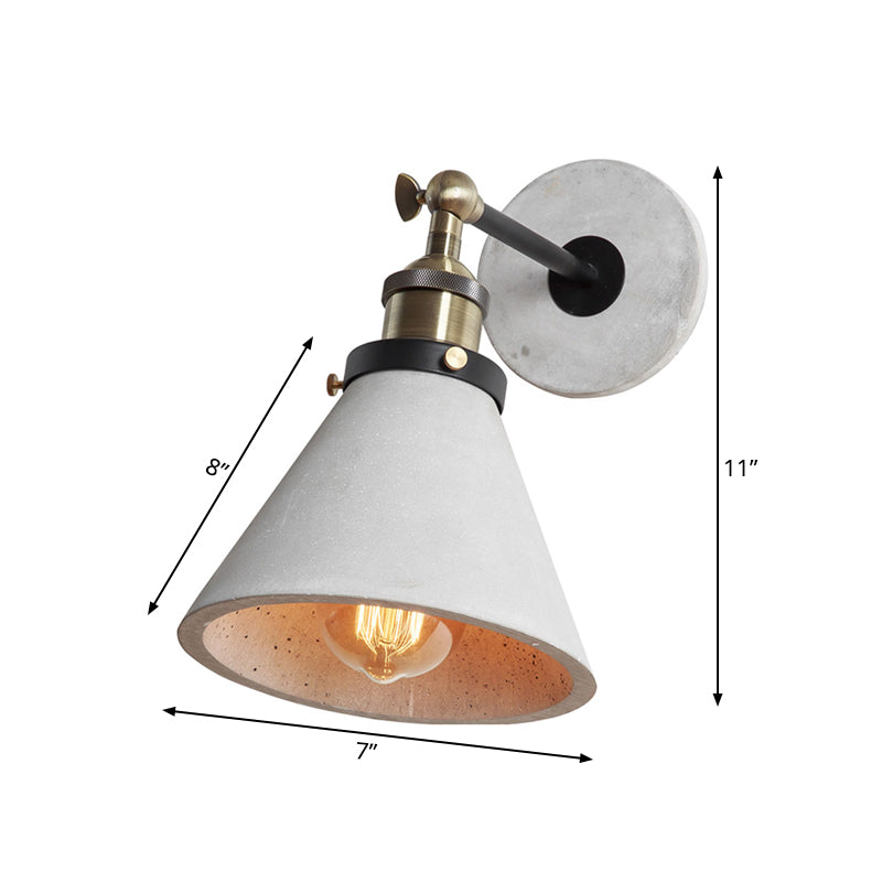 Skørter | Gray Cone/Bowl/Dome Wall Light Sconces Vintage Cement 1 Light Kitchen Rotatable Wall Mounted Lamp