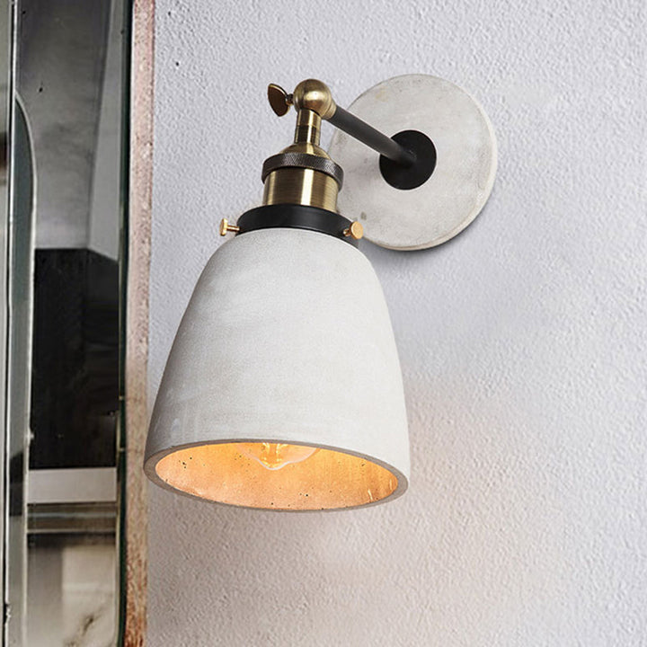 Skørter | Gray Cone/Bowl/Dome Wall Light Sconces Vintage Cement 1 Light Kitchen Rotatable Wall Mounted Lamp