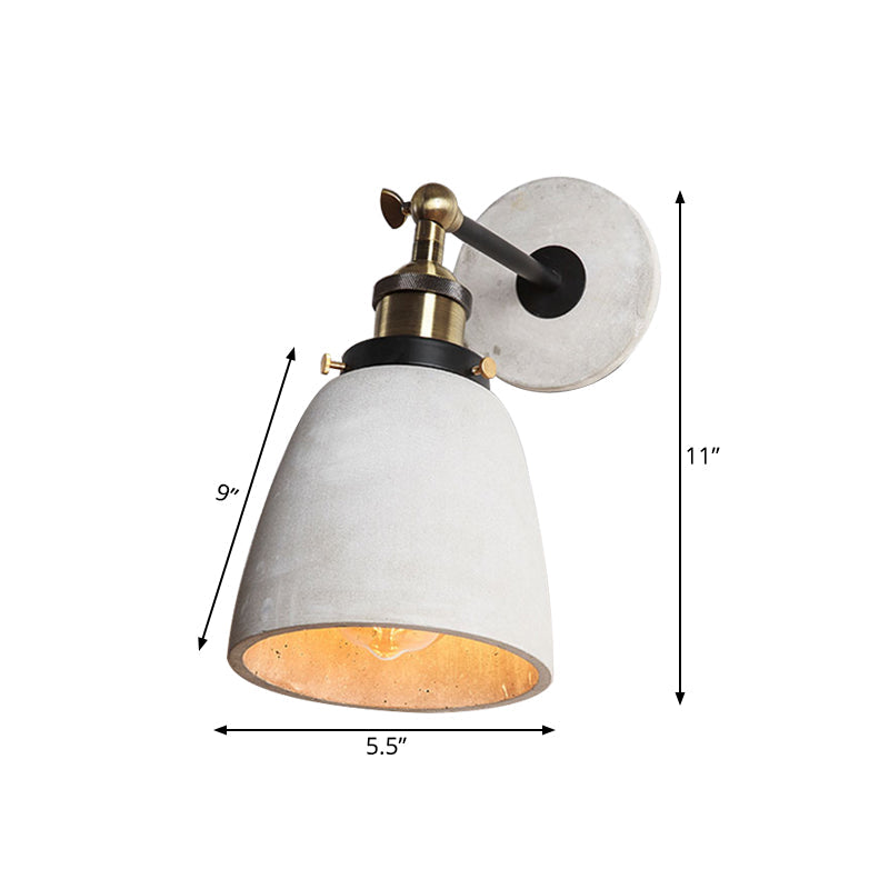 Skørter | Gray Cone/Bowl/Dome Wall Light Sconces Vintage Cement 1 Light Kitchen Rotatable Wall Mounted Lamp
