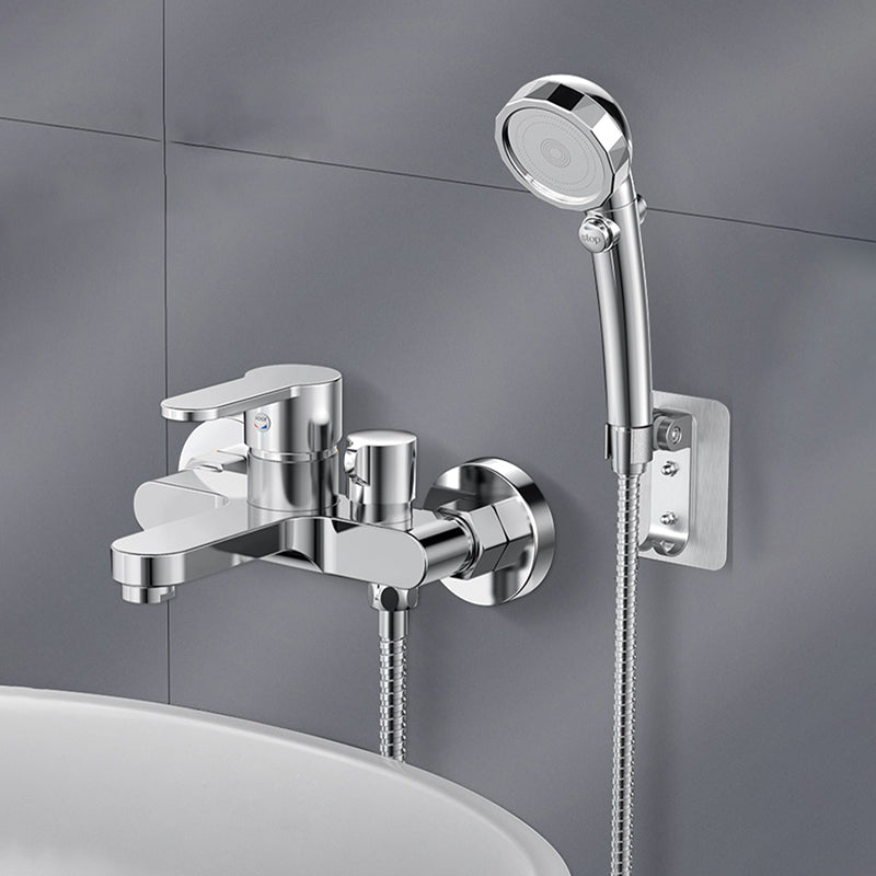 Lisslune | Single Lever Bath Mixer 2 Holes Wall Mounted Hand Shower Low Arc Tub Filler