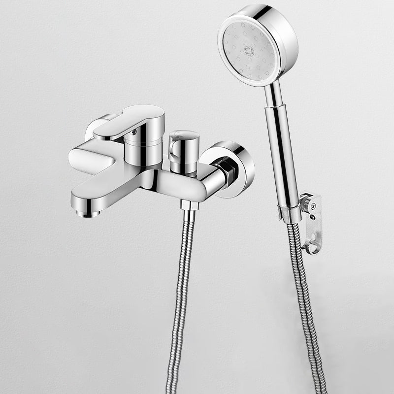 Lisslune | Single Lever Bath Mixer 2 Holes Wall Mounted Hand Shower Low Arc Tub Filler