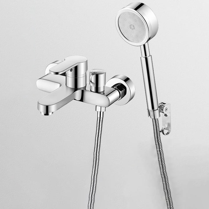 Lisslune | Single Lever Bath Mixer 2 Holes Wall Mounted Hand Shower Low Arc Tub Filler