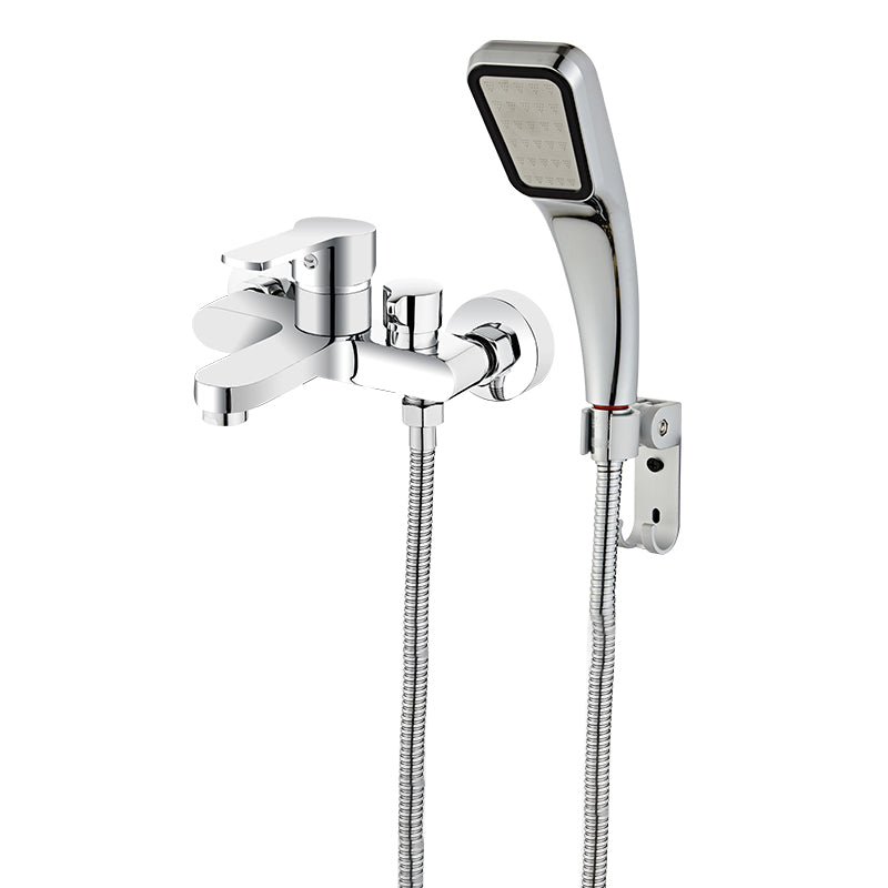 Lisslune | Single Lever Bath Mixer 2 Holes Wall Mounted Hand Shower Low Arc Tub Filler