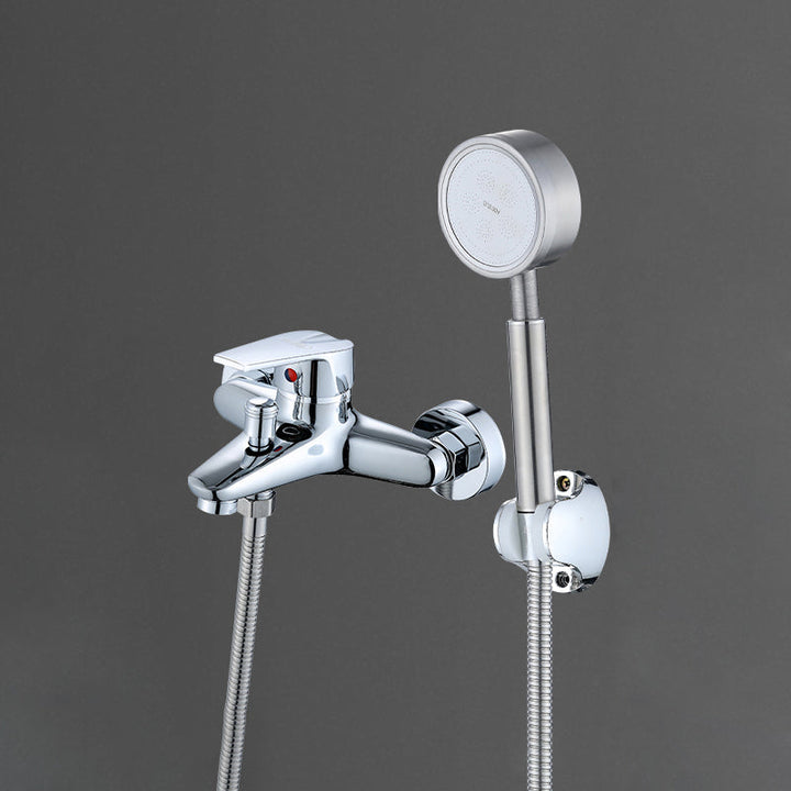 Lisslune | Single Lever Bath Mixer 2 Holes Wall Mounted Hand Shower Low Arc Tub Filler