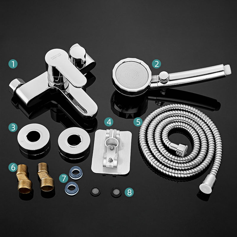Lisslune | Single Lever Bath Mixer 2 Holes Wall Mounted Hand Shower Low Arc Tub Filler