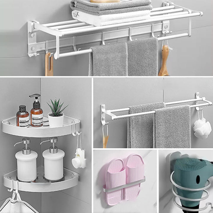 Lisslune | Modern Bathroom Accessories Hardware Set White Metal Bathroom Accessories Kit