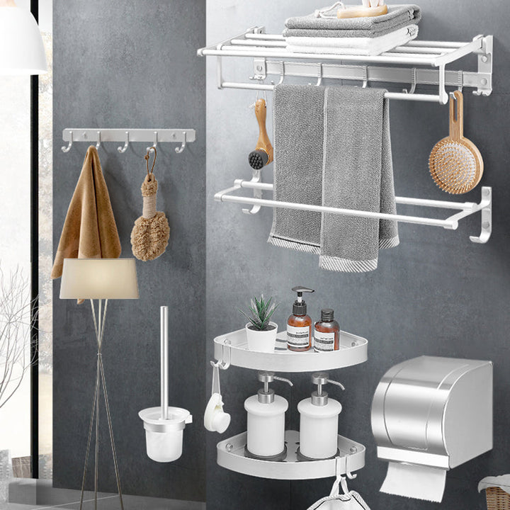 Lisslune | Modern Bathroom Accessories Hardware Set White Metal Bathroom Accessories Kit