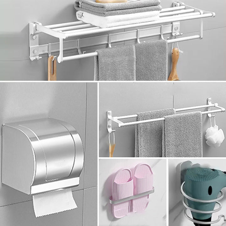 Lisslune | Modern Bathroom Accessories Hardware Set White Metal Bathroom Accessories Kit