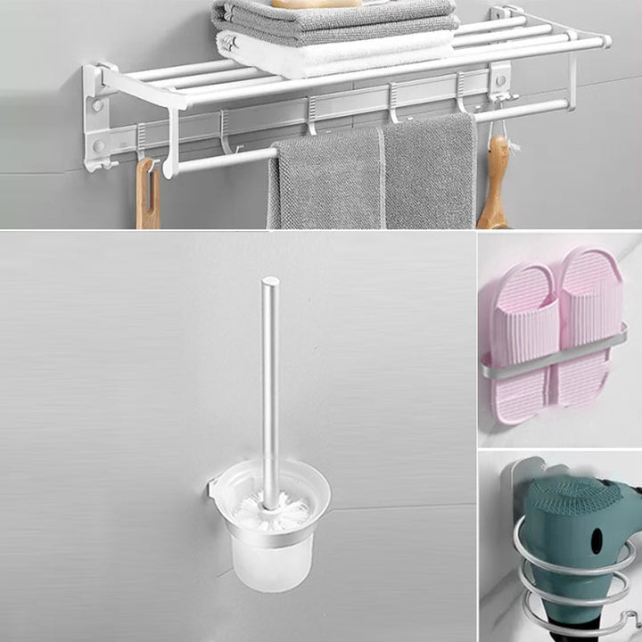 Lisslune | Modern Bathroom Accessories Hardware Set White Metal Bathroom Accessories Kit