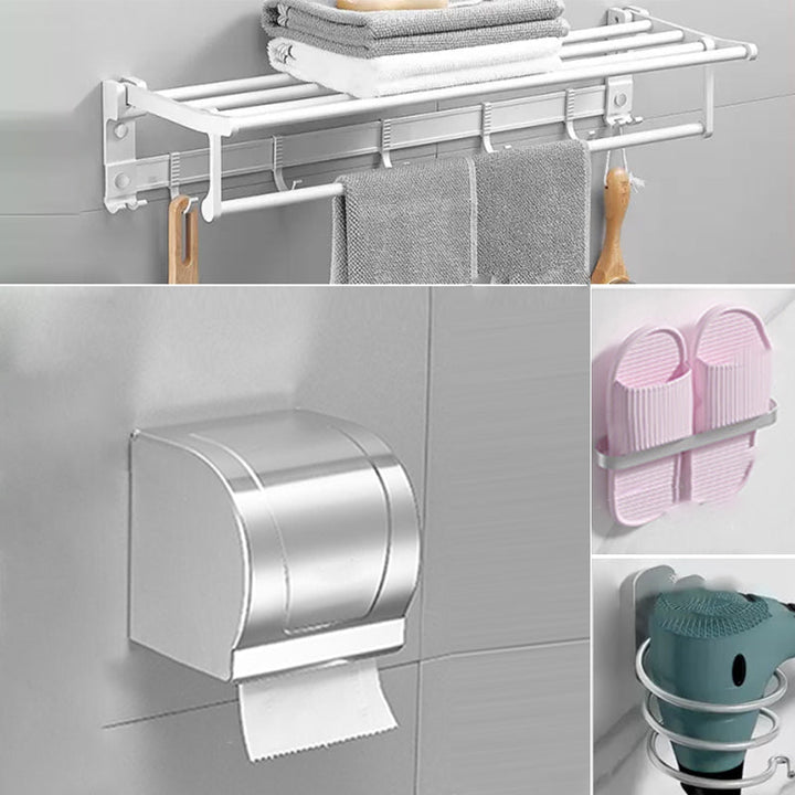 Lisslune | Modern Bathroom Accessories Hardware Set White Metal Bathroom Accessories Kit